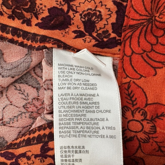 Urban Outfitters Top Womens S Orange Floral Cropped Bell Sleeve Indie Boho Fall - Picture 9 of 12